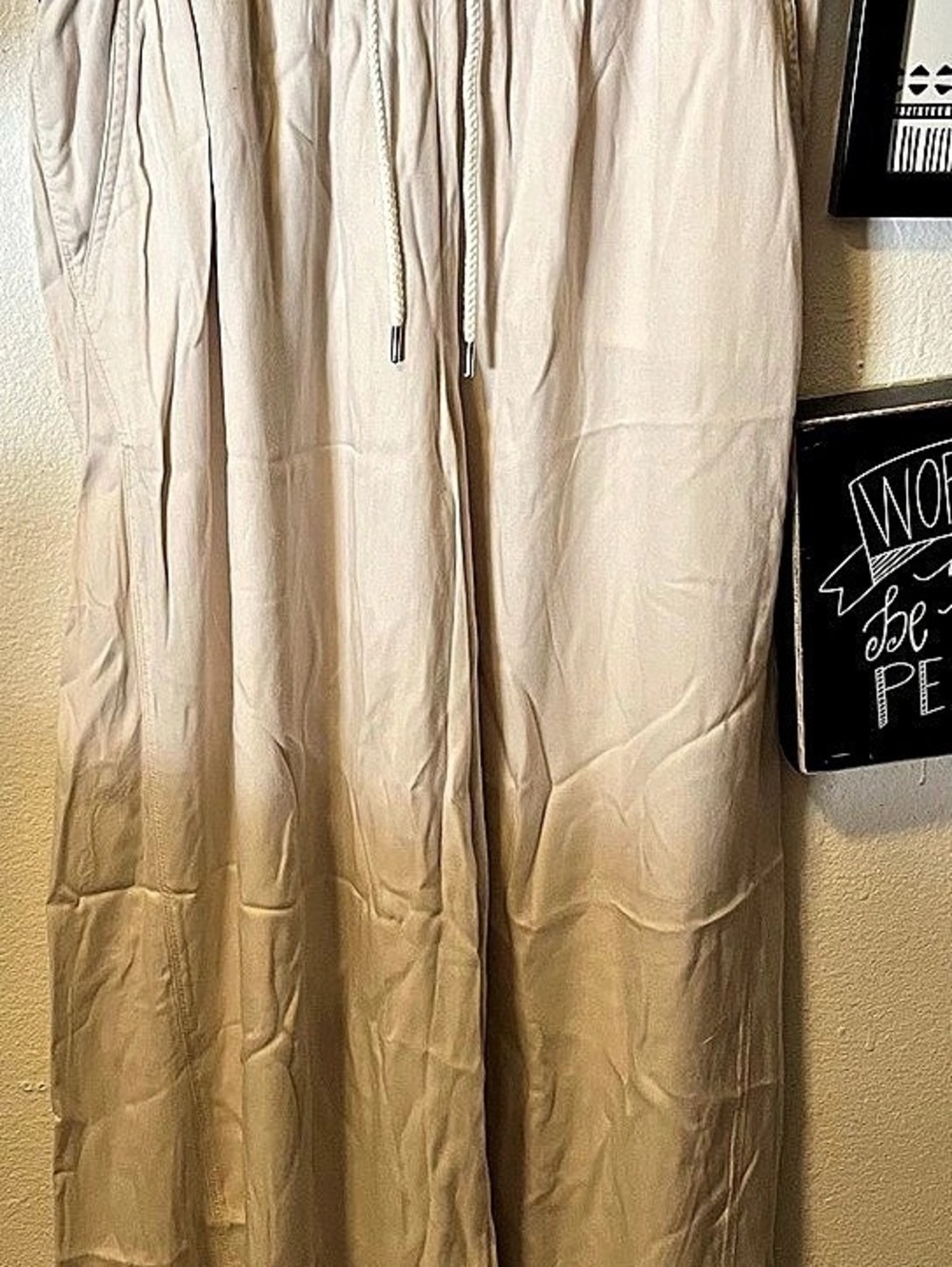 So Pull-On High-Rise Flowy Wide Leg Pants Cream Large